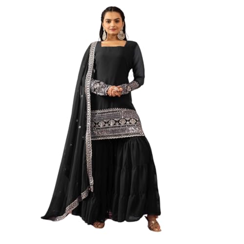 Traditional Georgette Lehriya Print Sharara Suit Set | Sharara with dupatta | Fancy Suit for Woman | casual wear