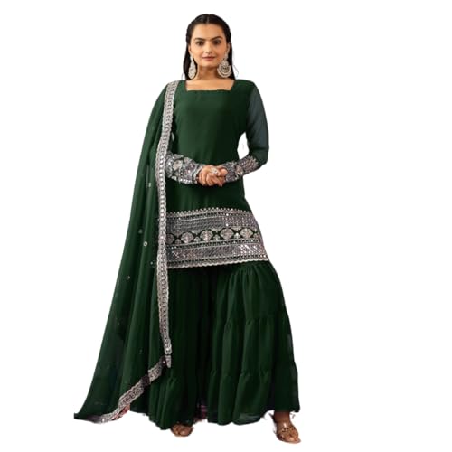 Traditional Georgette Lehriya Print Sharara Suit Set | Sharara with dupatta | Fancy Suit for Woman | casual wear