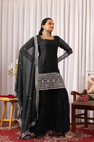 Traditional Georgette Lehriya Print Sharara Suit Set | Sharara with dupatta | Fancy Suit for Woman | casual wear