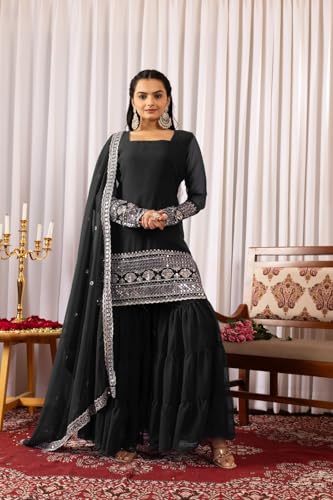 Traditional Georgette Lehriya Print Sharara Suit Set | Sharara with dupatta | Fancy Suit for Woman | casual wear