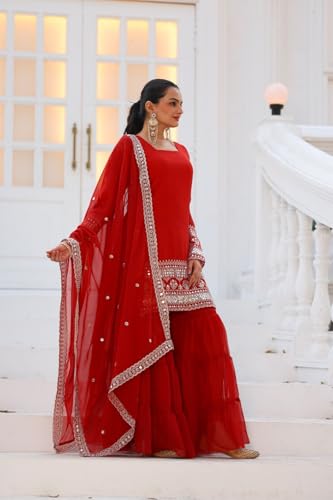 Traditional Georgette Lehriya Print Sharara Suit Set | Sharara with dupatta | Fancy Suit for Woman | casual wear