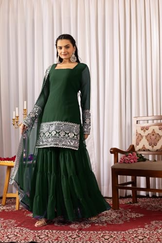 Traditional Georgette Lehriya Print Sharara Suit Set | Sharara with dupatta | Fancy Suit for Woman | casual wear