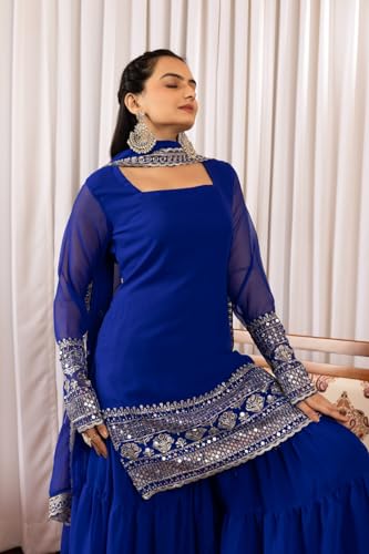Traditional Georgette Lehriya Print Sharara Suit Set | Sharara with dupatta | Fancy Suit for Woman | casual wear