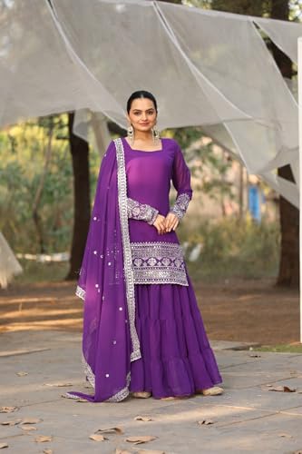 Traditional Georgette Lehriya Print Sharara Suit Set | Sharara with dupatta | Fancy Suit for Woman | casual wear