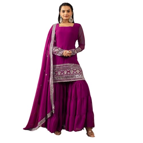 Traditional Georgette Lehriya Print Sharara Suit Set | Sharara with dupatta | Fancy Suit for Woman | casual wear