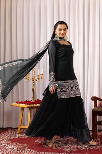 Traditional Georgette Lehriya Print Sharara Suit Set | Sharara with dupatta | Fancy Suit for Woman | casual wear