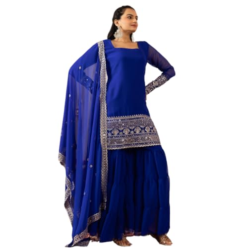 Traditional Georgette Lehriya Print Sharara Suit Set | Sharara with dupatta | Fancy Suit for Woman | casual wear