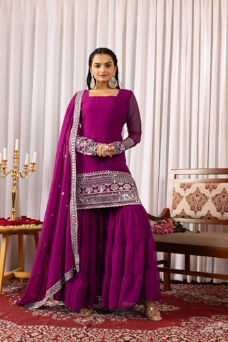 Traditional Georgette Lehriya Print Sharara Suit Set | Sharara with dupatta | Fancy Suit for Woman | casual wear