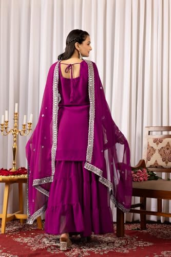 Traditional Georgette Lehriya Print Sharara Suit Set | Sharara with dupatta | Fancy Suit for Woman | casual wear