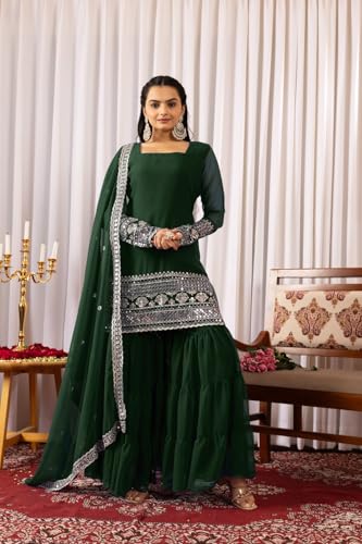 Traditional Georgette Lehriya Print Sharara Suit Set | Sharara with dupatta | Fancy Suit for Woman | casual wear