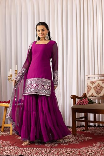 Traditional Georgette Lehriya Print Sharara Suit Set | Sharara with dupatta | Fancy Suit for Woman | casual wear
