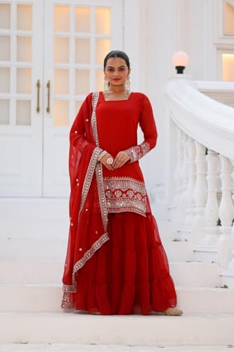 Traditional Georgette Lehriya Print Sharara Suit Set | Sharara with dupatta | Fancy Suit for Woman | casual wear