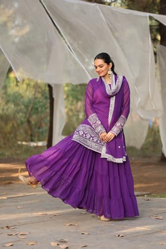 Traditional Georgette Lehriya Print Sharara Suit Set | Sharara with dupatta | Fancy Suit for Woman | casual wear