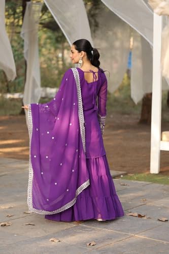 Traditional Georgette Lehriya Print Sharara Suit Set | Sharara with dupatta | Fancy Suit for Woman | casual wear