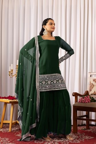 Traditional Georgette Lehriya Print Sharara Suit Set | Sharara with dupatta | Fancy Suit for Woman | casual wear