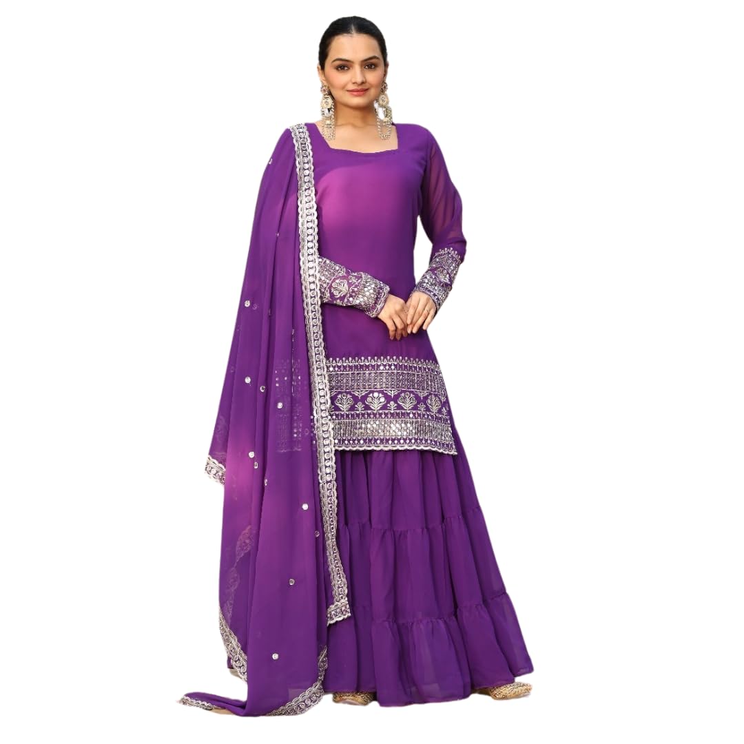 Traditional Georgette Lehriya Print Sharara Suit Set | Sharara with dupatta | Fancy Suit for Woman | casual wear