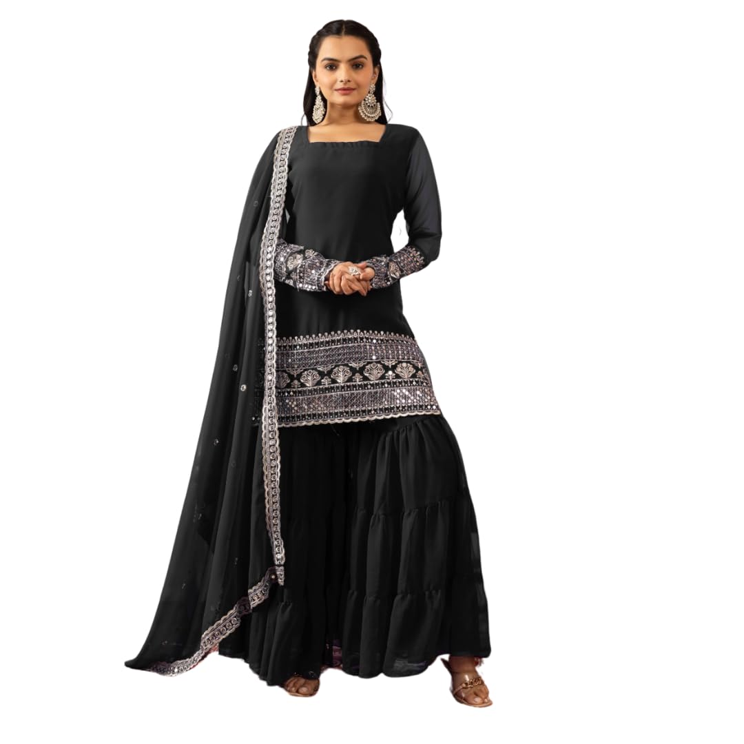 Traditional Georgette Lehriya Print Sharara Suit Set | Sharara with dupatta | Fancy Suit for Woman | casual wear