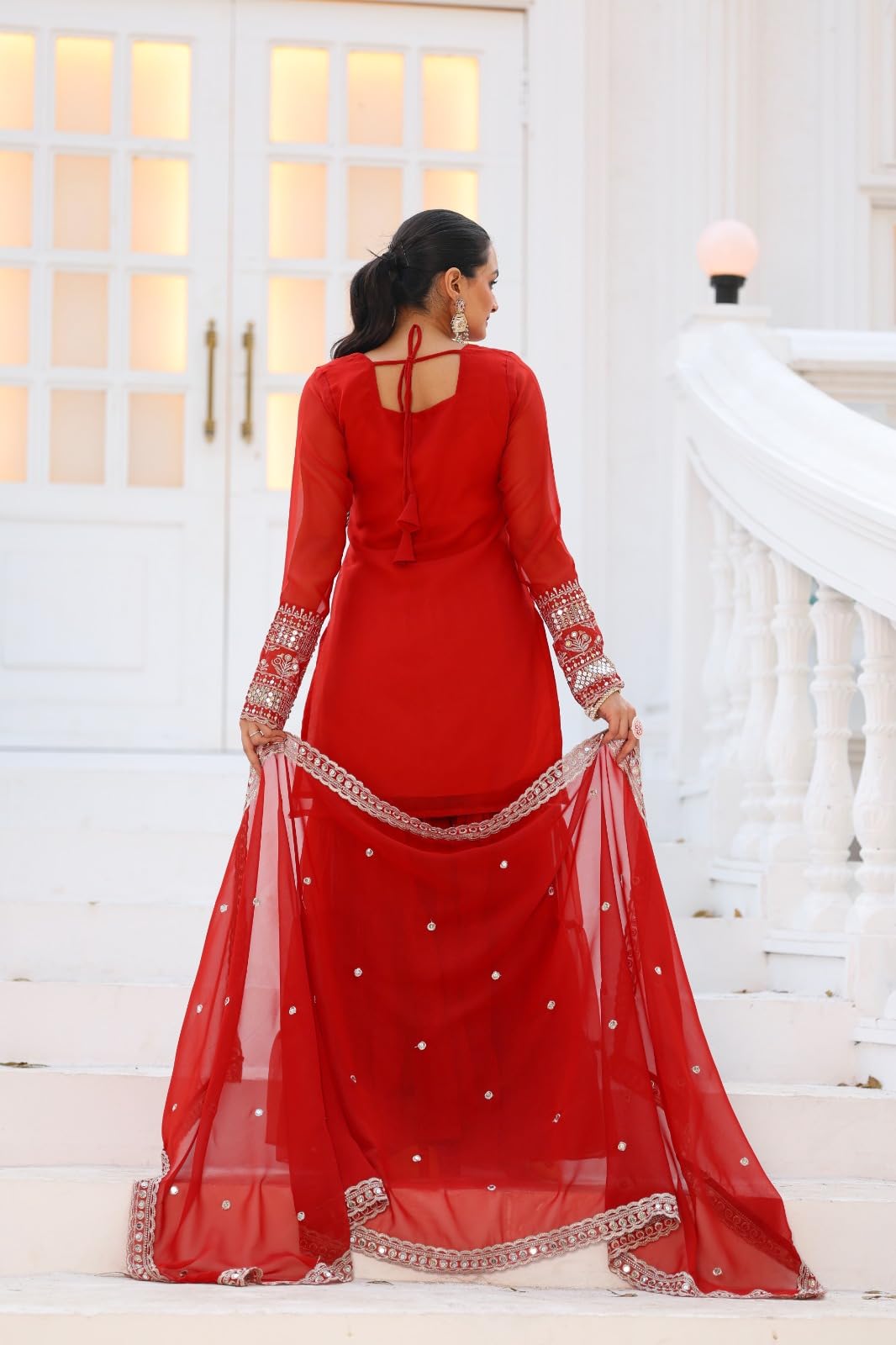Traditional Georgette Lehriya Print Sharara Suit Set | Sharara with dupatta | Fancy Suit for Woman | casual wear