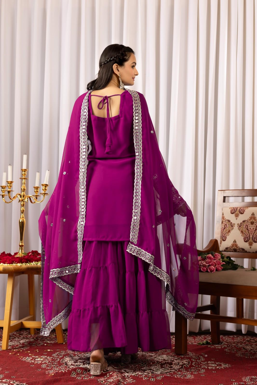 Traditional Georgette Lehriya Print Sharara Suit Set | Sharara with dupatta | Fancy Suit for Woman | casual wear