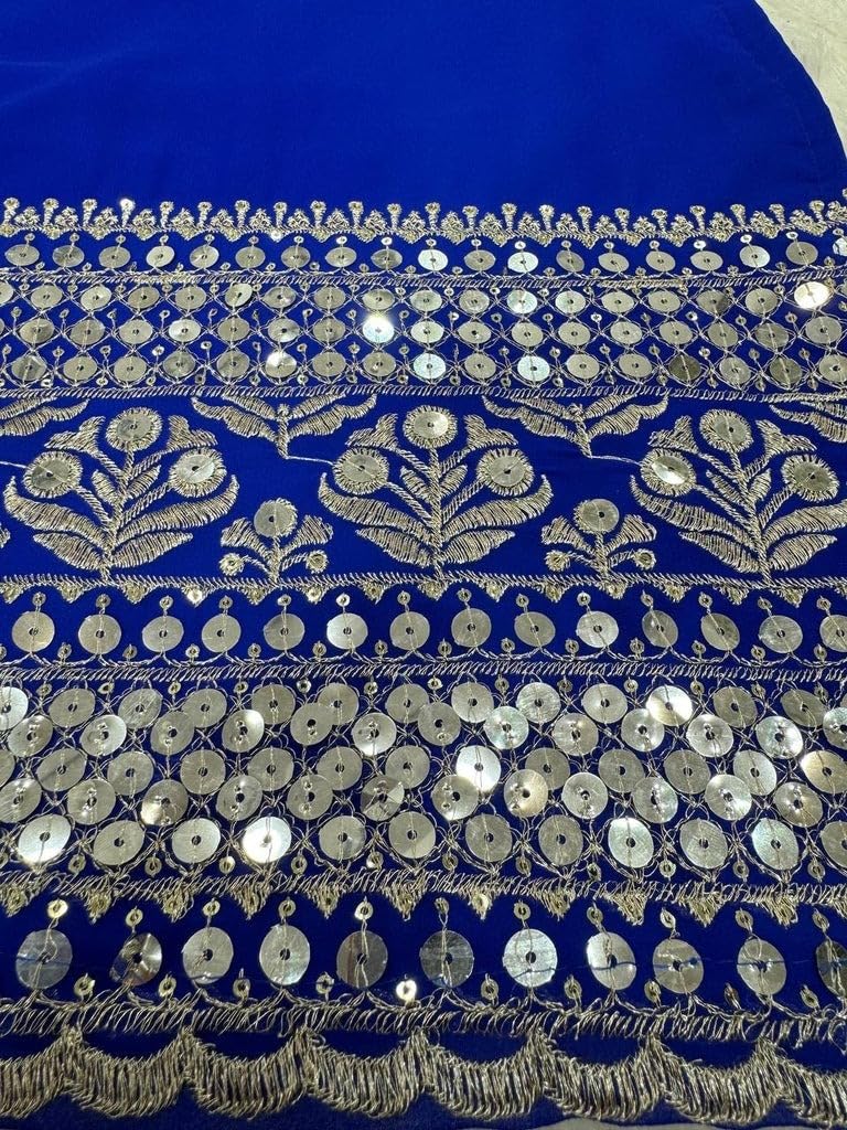 Royal Blue Embellished Sahara with Square Neck Top, sharara and Dupatta, Traditional Indian Wear