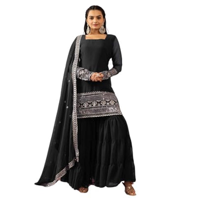 Traditional Georgette Lehriya Print Sharara Suit Set | Sharara with dupatta | Fancy Suit for Woman | casual wear