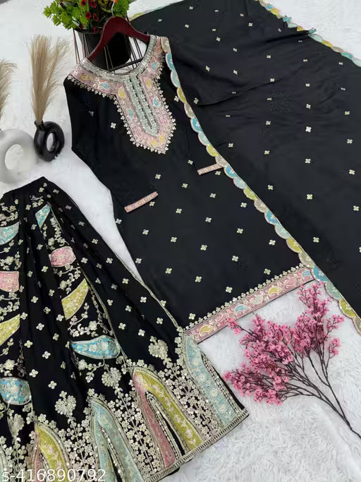 Launching New Designer Party Wear Look Fancy Top-Dupatta and Fully Stitched Sharara