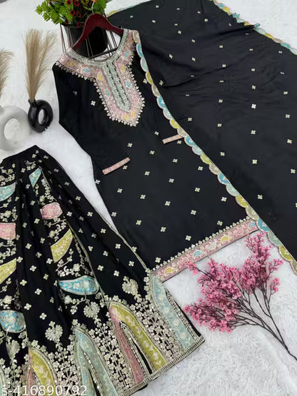 Launching New Designer Party Wear Look Fancy Top-Dupatta and Fully Stitched Sharara