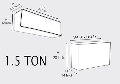 Split Ac Cover With Indoor and Outdoor Unit for 1.5 Ton Capacity Water Resistance & DustProof (Blue Leaf)