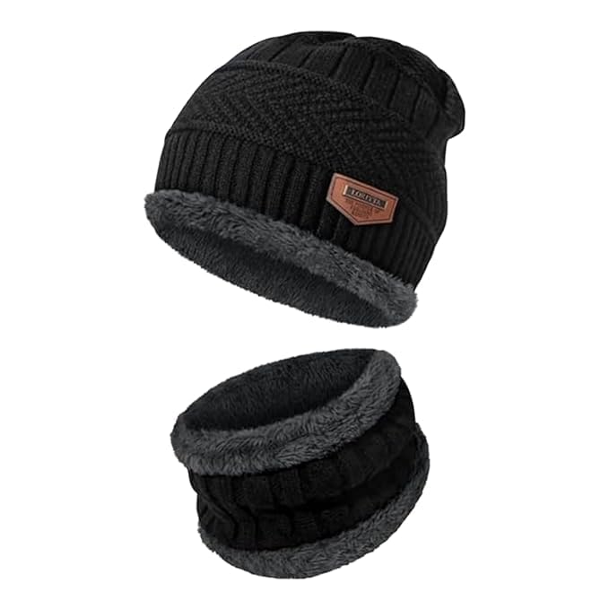 Knitted Winter Cap & Neck Scarf for Men & Women