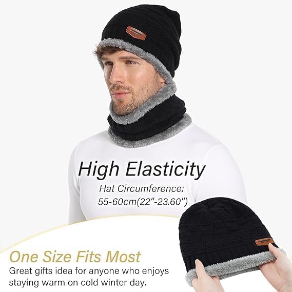 Knitted Winter Cap & Neck Scarf for Men & Women