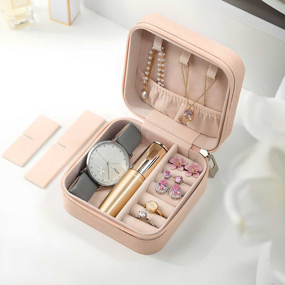 Portable Travel Jewellery Organizer Box | ( Color - Pink )