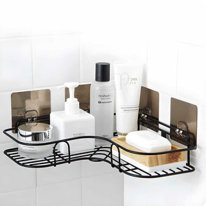 Wall Mounted Self-Adhesive Bathroom Corner Rack Storage Shelves