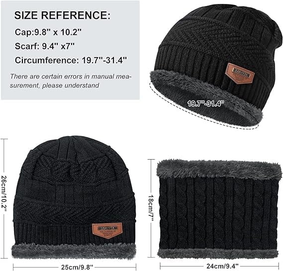 Knitted Winter Cap & Neck Scarf for Men & Women