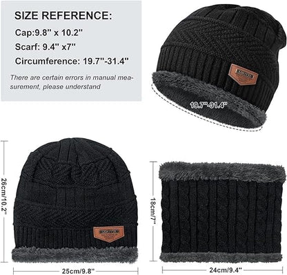 Knitted Winter Cap & Neck Scarf for Men & Women