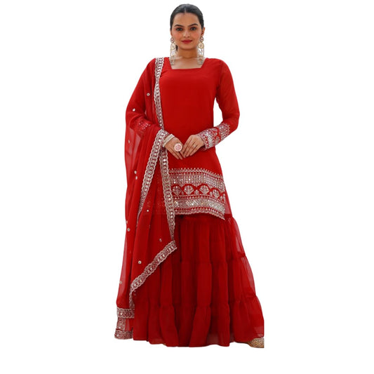 Traditional Georgette Lehriya Print Sharara Suit Set | Sharara with dupatta | Fancy Suit for Woman | casual wear
