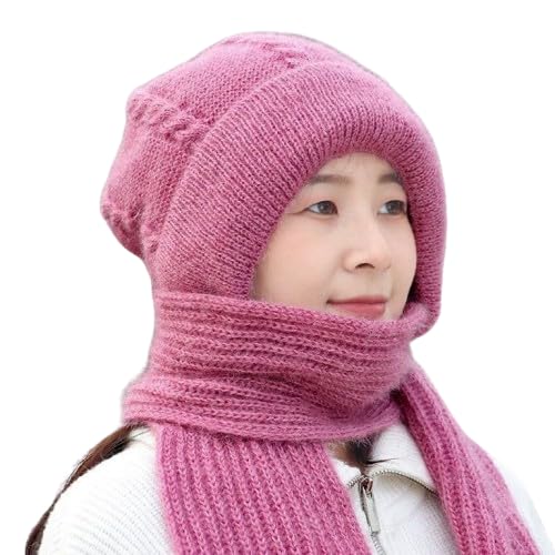Women's Soft Knitted Winter Warm Hat Woollen Cap & with Mufflers Lovely Mufflers Combo Girl Ladies 2 in 1 Neck Scarf Windproof Ear Protection | Pack of 1 | Multicolor