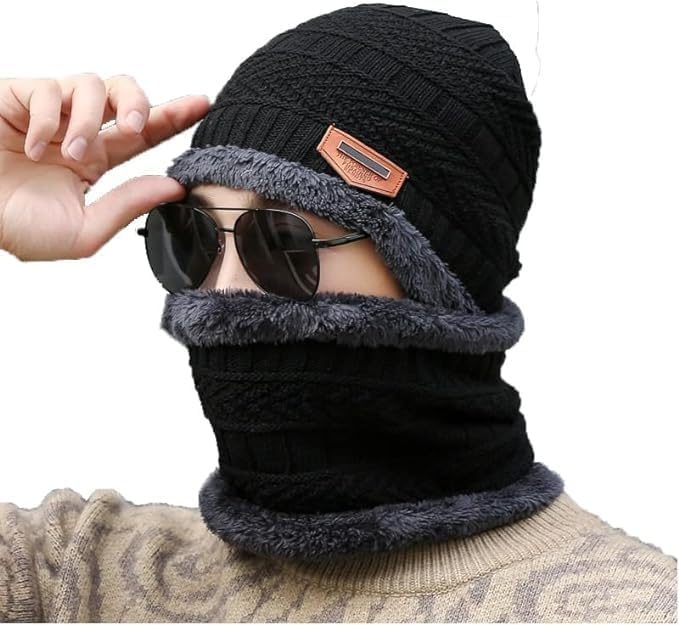 Knitted Winter Cap & Neck Scarf for Men & Women