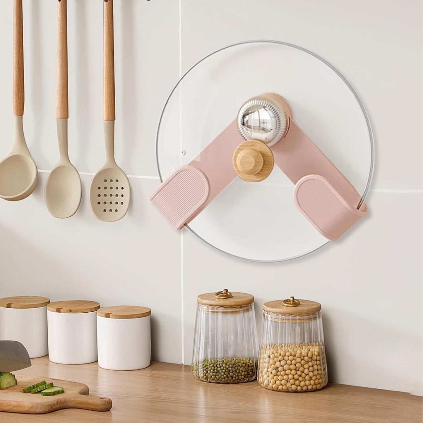 Pot Lid Holder With Suction Cup