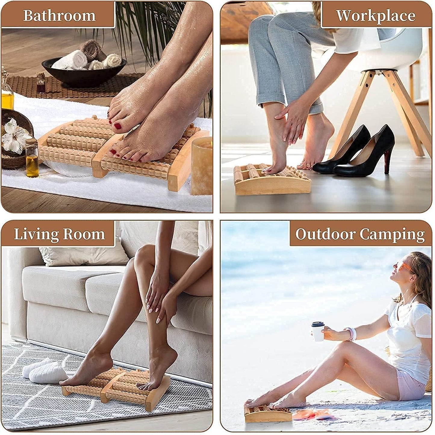 Wooden Foot Massage Roller - Relieves Fatigue Foot Pain and Muscle Relaxation Tool