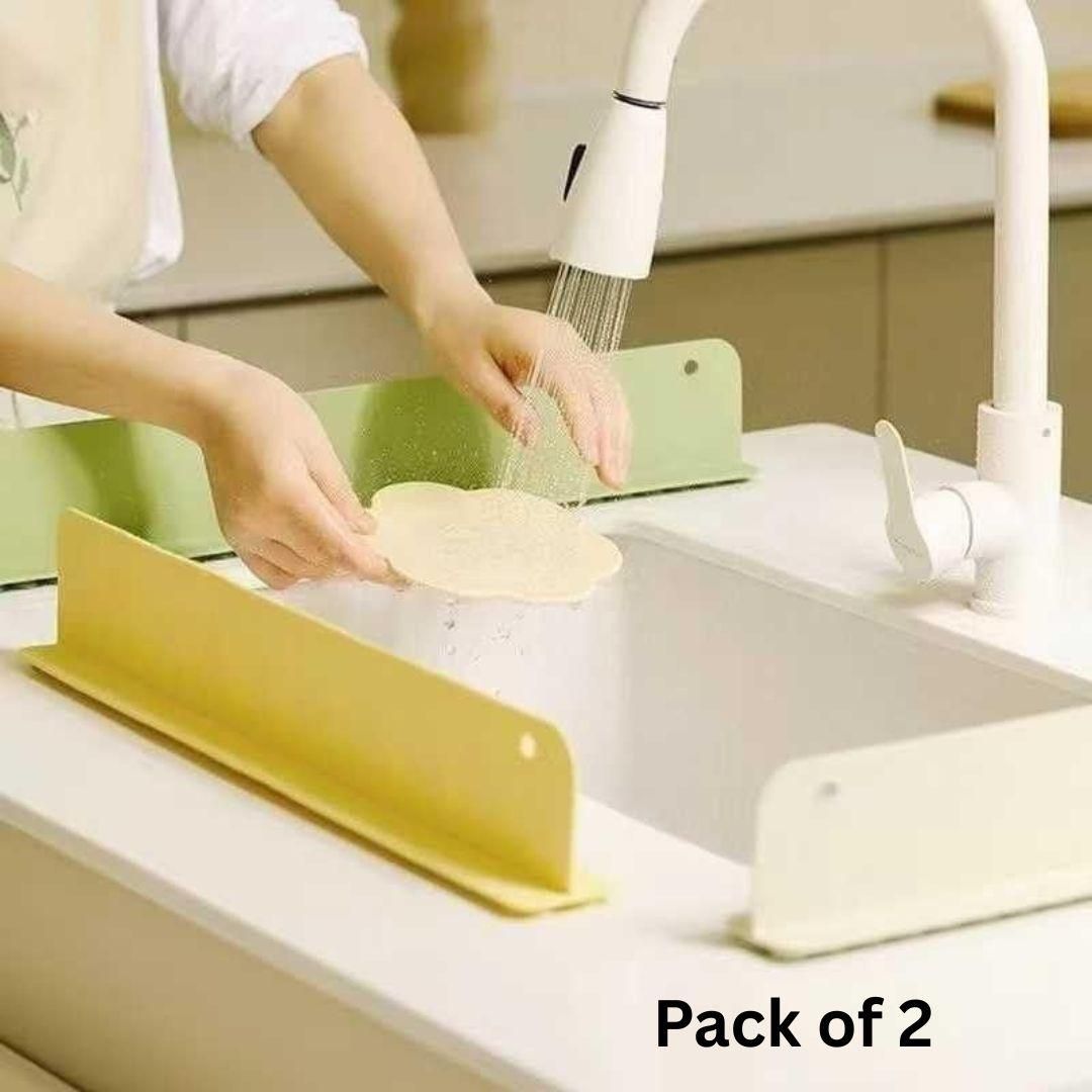 (Pack of 2) - Anti Splash Silicone Sink Guard for Kitchen Basin – Flexible Water Barrier for Sink Countertop