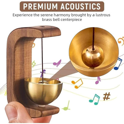 Premium Wooden Brass Bell Chime, Decorative Door Bell with Stand, Handmade Musical Centrepiece