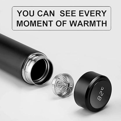 Stainless Steel Water Bottle with LED Temperature Display | 500ml Double Wall Insulated Hot & Cold Bottle |