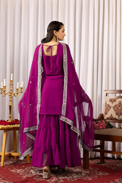 Traditional Georgette Lehriya Print Sharara Suit Set | Sharara with dupatta | Fancy Suit for Woman | casual wear
