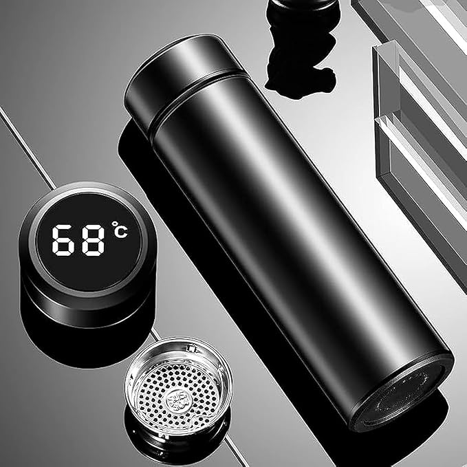 Stainless Steel Water Bottle with LED Temperature Display | 500ml Double Wall Insulated Hot & Cold Bottle |