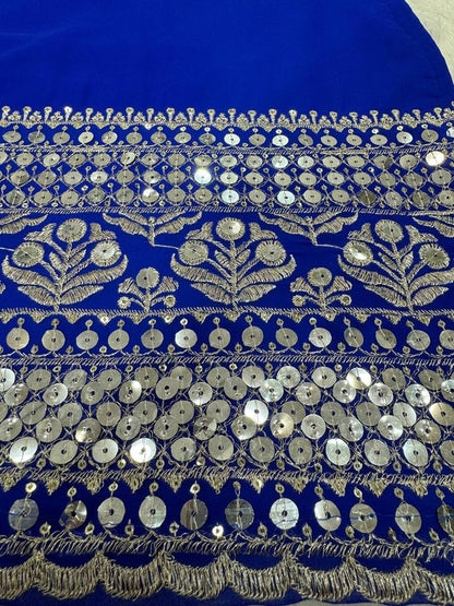 Royal Blue Embellished Sahara with Square Neck Top, sharara and Dupatta, Traditional Indian Wear