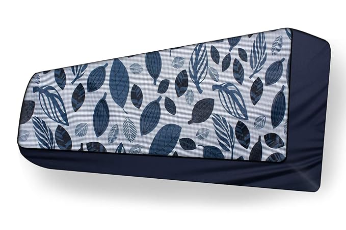 Split Ac Cover With Indoor and Outdoor Unit for 1.5 Ton Capacity Water Resistance & DustProof (Blue Leaf)
