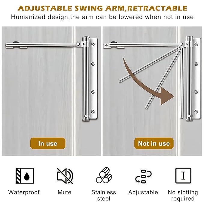 Automatic Door Closer - Heavy Duty Safety Spring, Built-in Lock, Perfect for Indoor & Outdoor Doors, Offices, Soft Closing Door (Pack of 1)