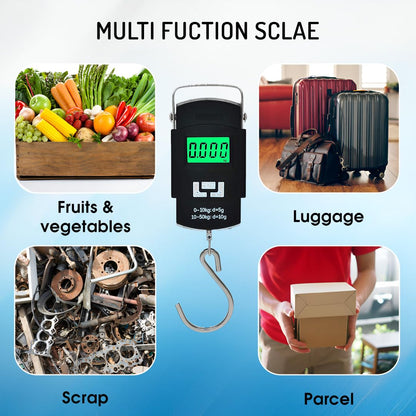Digital Weighing Machine For Weighing capable of 50kgB - LCD Display & Stainless steel hook.