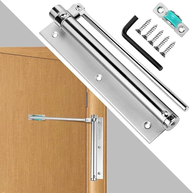 Automatic Door Closer - Heavy Duty Safety Spring, Built-in Lock, Perfect for Indoor & Outdoor Doors, Offices, Soft Closing Door (Pack of 1)