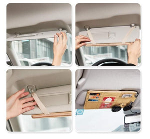 Car Sun Visor Organizer - Multi-Pocket Storage Pouch for All Cars - Random Color
